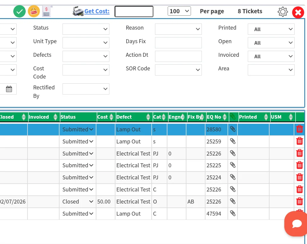 DeadSure stock control and invoicing screen
